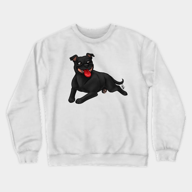 Dog - Staffordshire Bull Terrier - Black Crewneck Sweatshirt by Jen's Dogs Custom Gifts and Designs